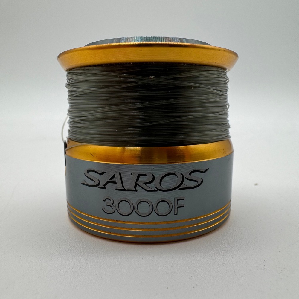 Shimano Saros 3000F Spare Replacement Spool w/ Braided Fishing Line Gold Silver